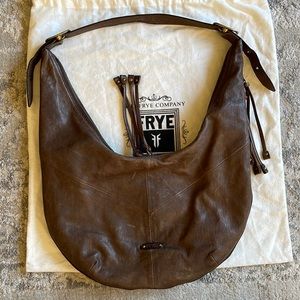 The Frye Company Brown Italian Leather Belle Boho Hobo Shoulder Purse Bag